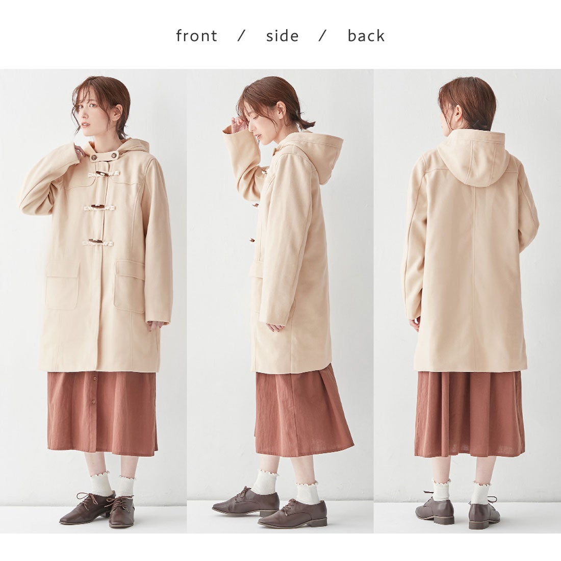 ヴィオラ エ ヴィオラ Viola e Viola ウール調ロング丈ダッフルコート