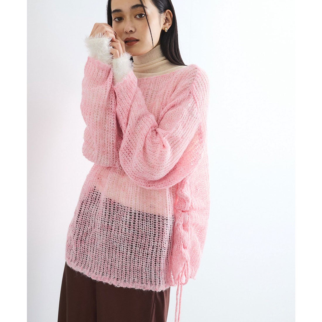 ビス VIS モヘアタッチシアーニット （ピンク（63）） -ファッション