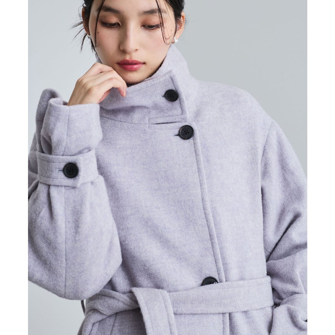 ビス VIS 【静電気防止】【2WAY】ウール混シャギーロングコート