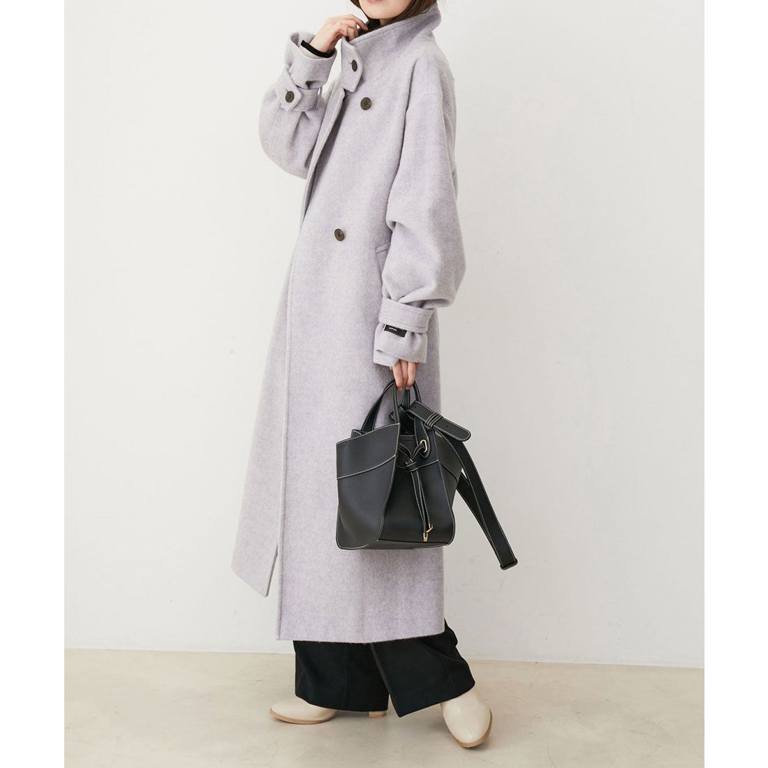 ビス VIS 【静電気防止】【2WAY】ウール混シャギーロングコート