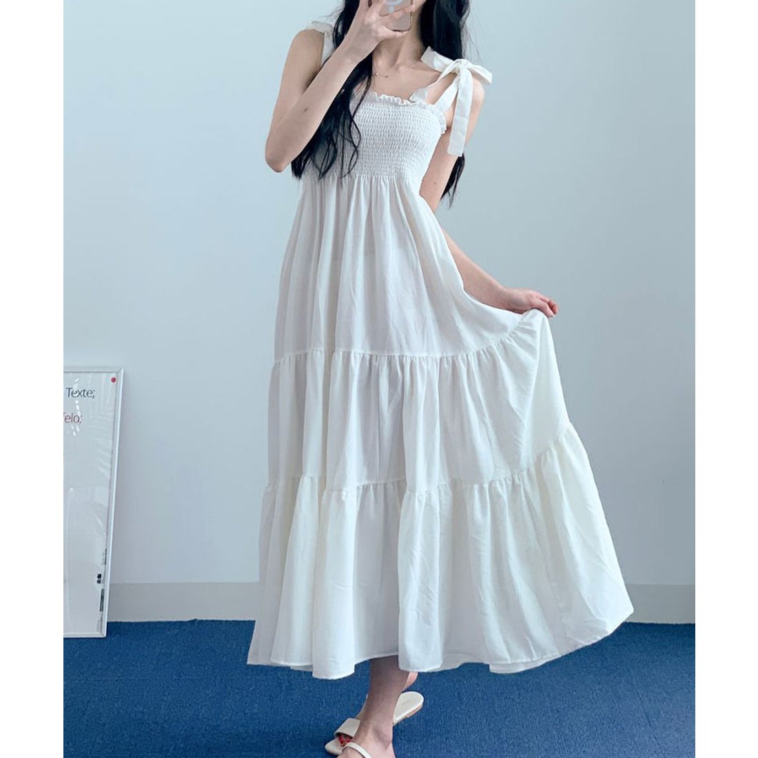 ビビッドレディ VIVIDLADY 肩リボンキャミソールワンピース 韓国