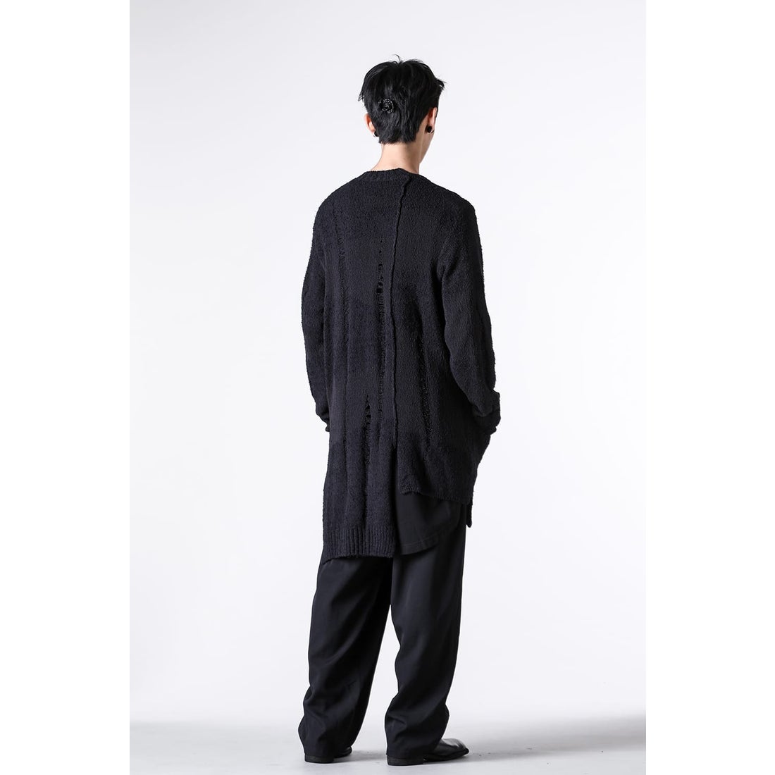 Yohji Yamamoto POUR HOMME Stitched Uneven Cardigan （Black