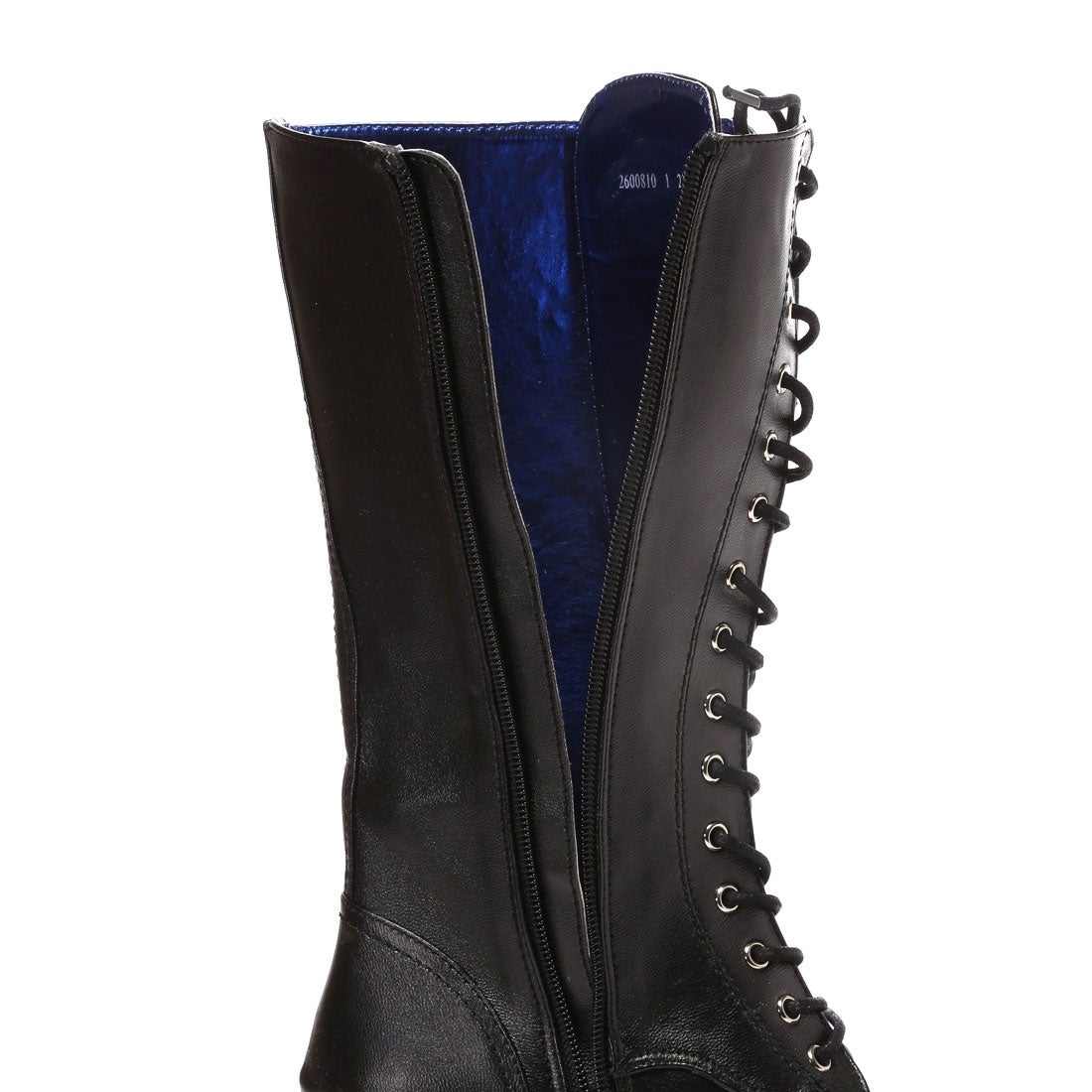 ヨースケ YOSUKE 厚底レースアップロングブーツ（BL） -ファッション