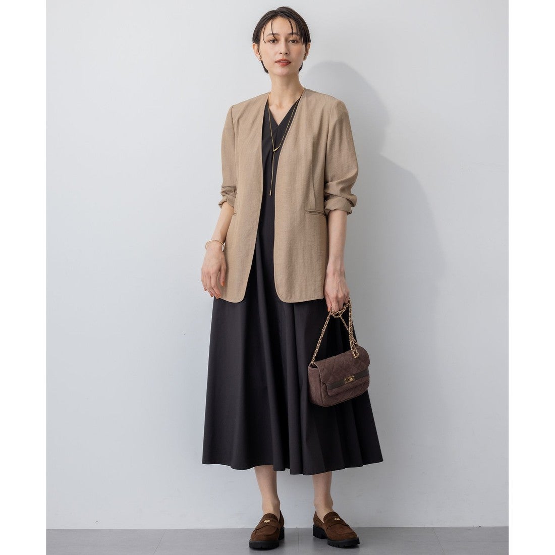 23区 スエード キルティング ショルダーバッグ （ブラウン系