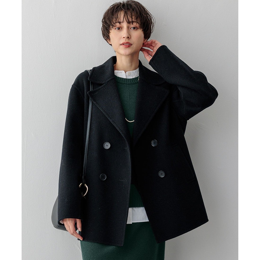 23区 MANTECOPureリバー Pコート （ブラック系） -靴＆ファッション