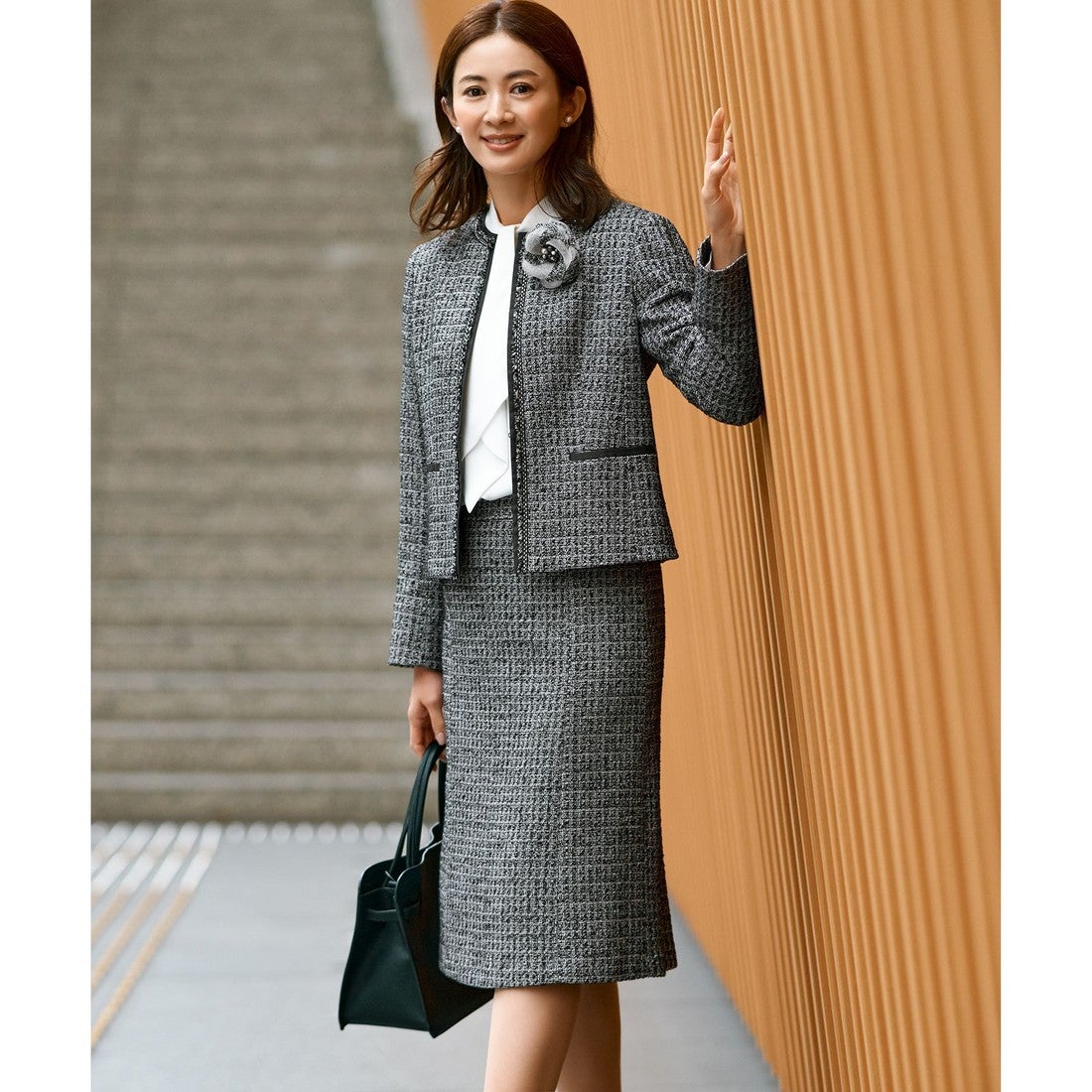 23区 【セットアップ対応】シャインツイードストレッチ ノーカラー