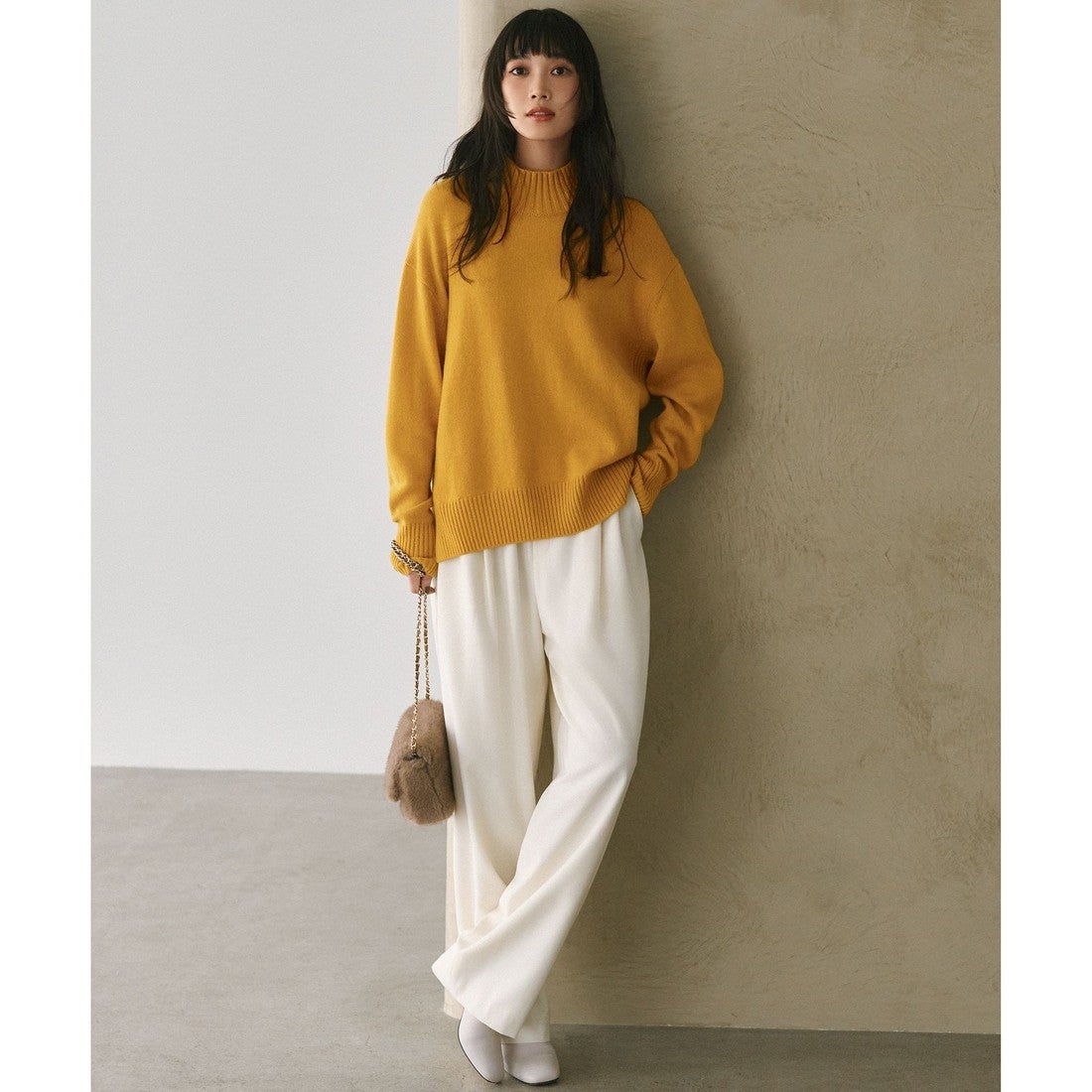 23区 【一部先行予約】カシミヤブレンド ハイネック ニット （ベージュ