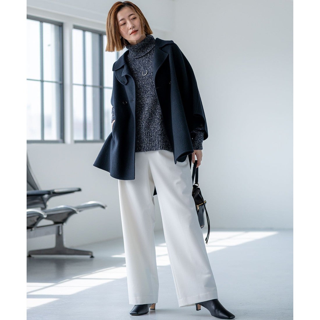 23区 【見上愛さん着用/Oggi11月号掲載】ウールライトリバー ポンチョ