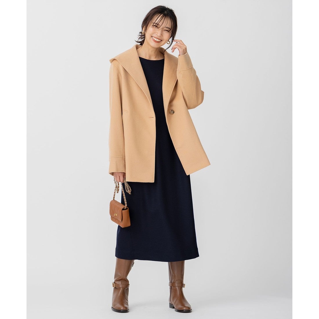 23区（大きいサイズ） 【カタログ掲載】ウールカシミヤビーバー フード