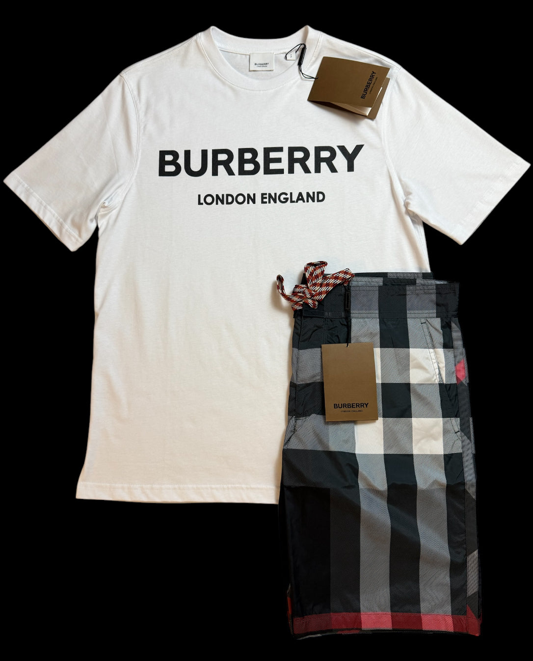 BURBERRY TSHIRT & SHORTS FULL SET - WHITE / NAVY – SGN CLOTHING