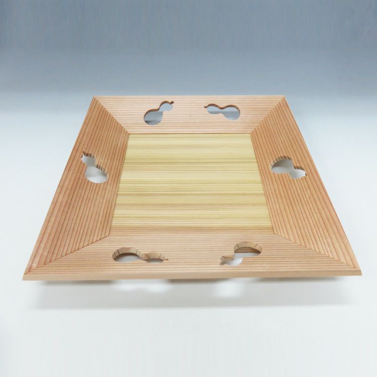 茶道具 盆（ぼん） 杉 四方盆 瓢透し 菓子器