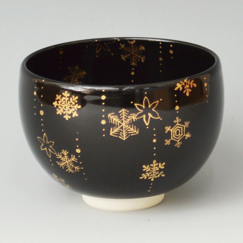 茶道具 抹茶茶碗（まっちゃちゃわん） 茶碗 黒仁清 SNOW スノー 加藤