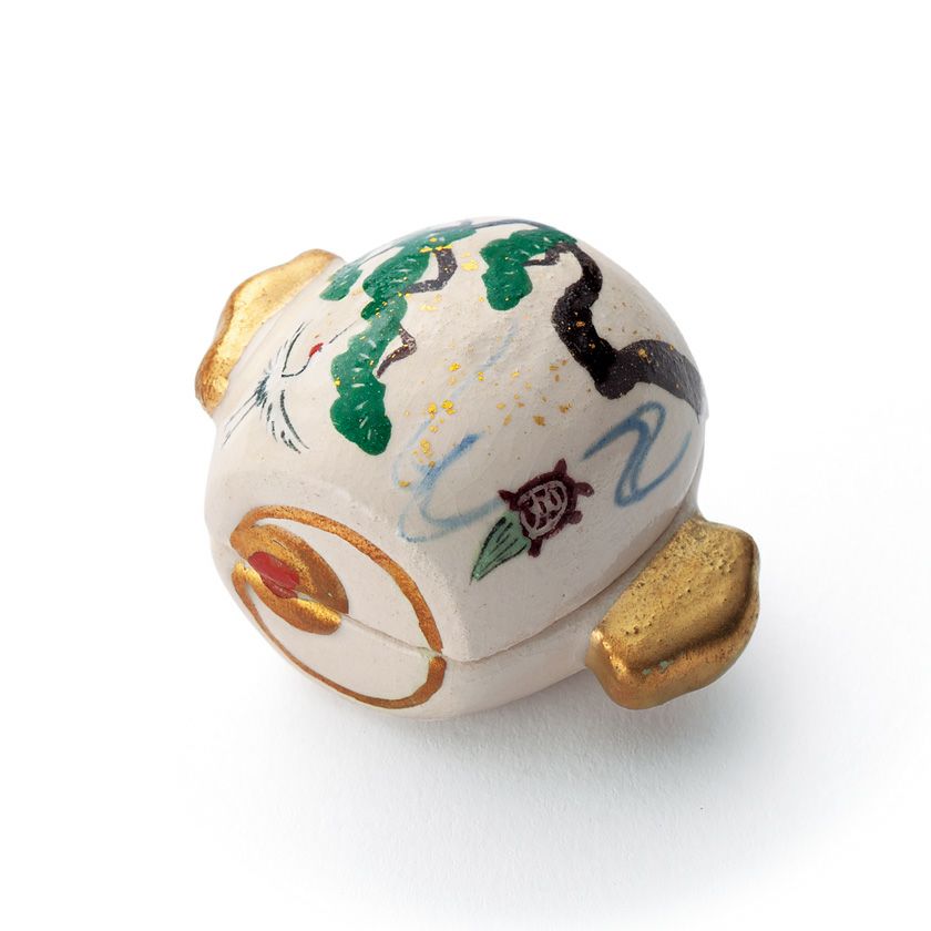 茶道具 香合（こうごう） 季節香合 小槌形 松に鶴亀 吉村 楽入