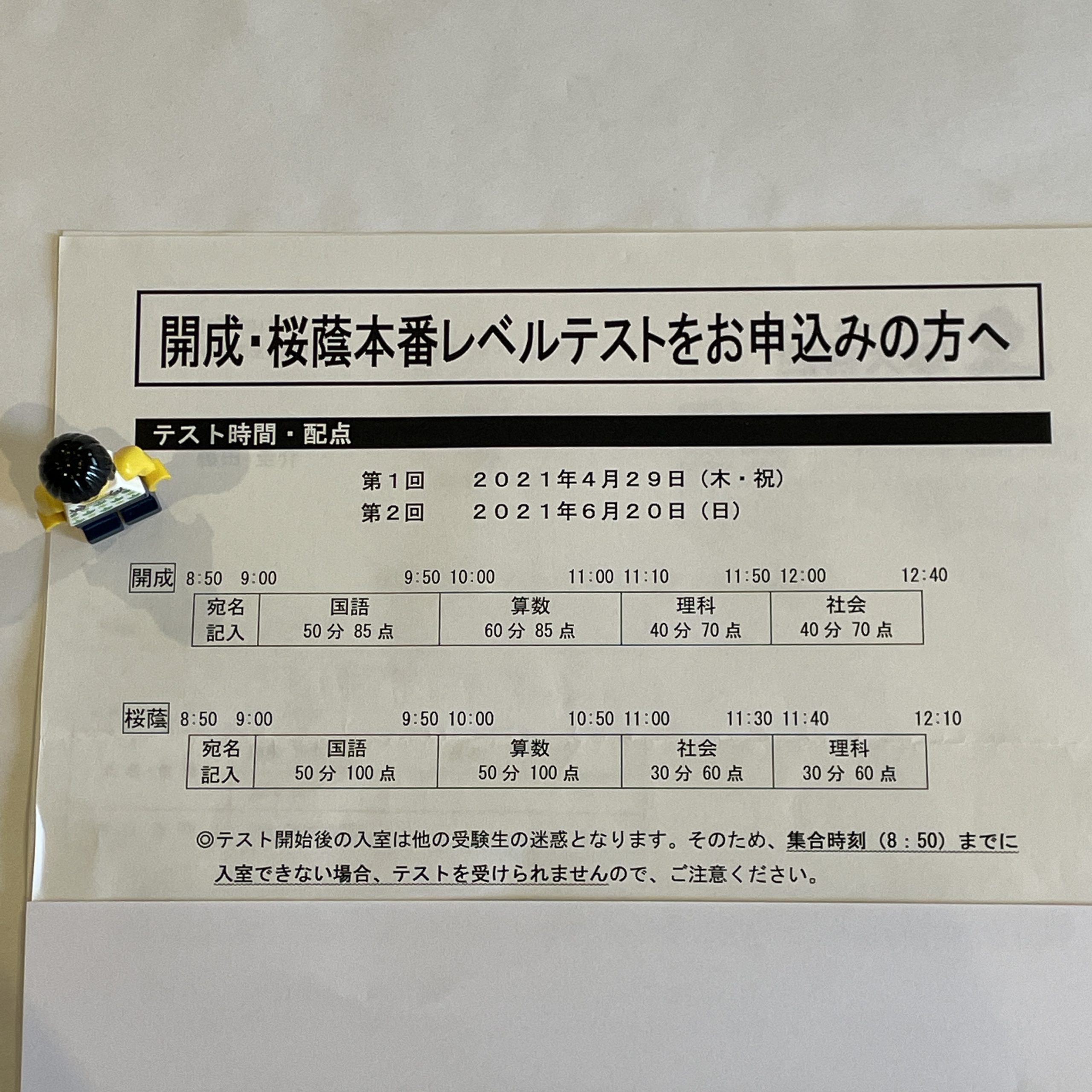 小6/四谷大塚：第1回桜蔭本番レベルテスト（無事に受験開始） | 『戦記』