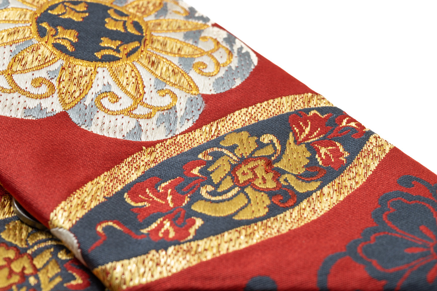 二重織の数寄屋袋】シルクロード七宝繋ぎ(臙脂色)| 仙福屋宗介