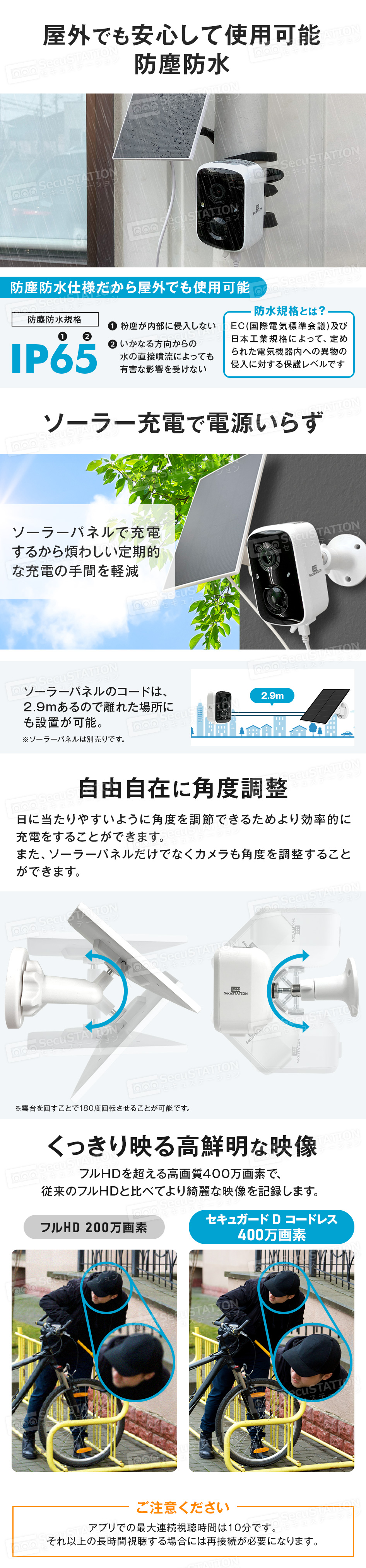 SecuSTATION 公式ストア 【一般用】バッテリー内蔵 屋外対応ワイヤレス
