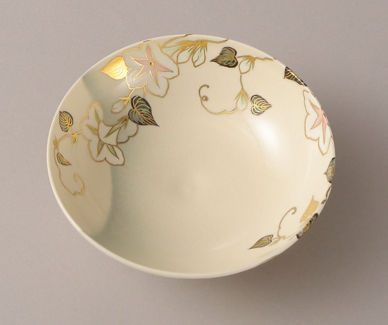 茶道具】仁清写 夕顔図 平茶碗 【現品限り】 *玄山*富永*冨永玄山*