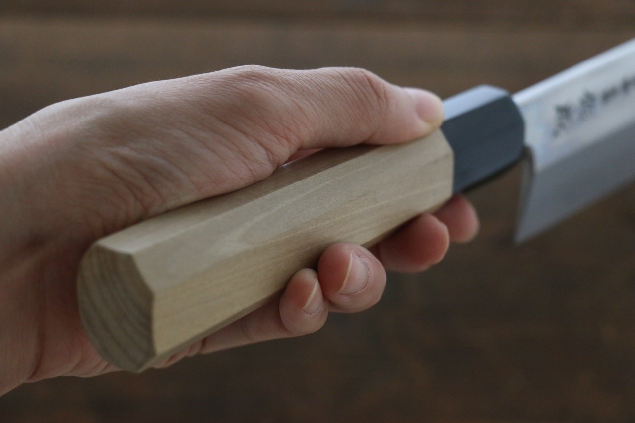 佑成 青ニ鋼 鎌形薄刃包丁 朴柄 – 清助刃物 Japan