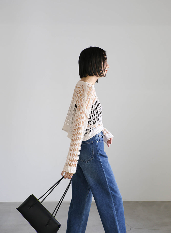 ショート丈メッシュニットトップス – SELECT MOCA