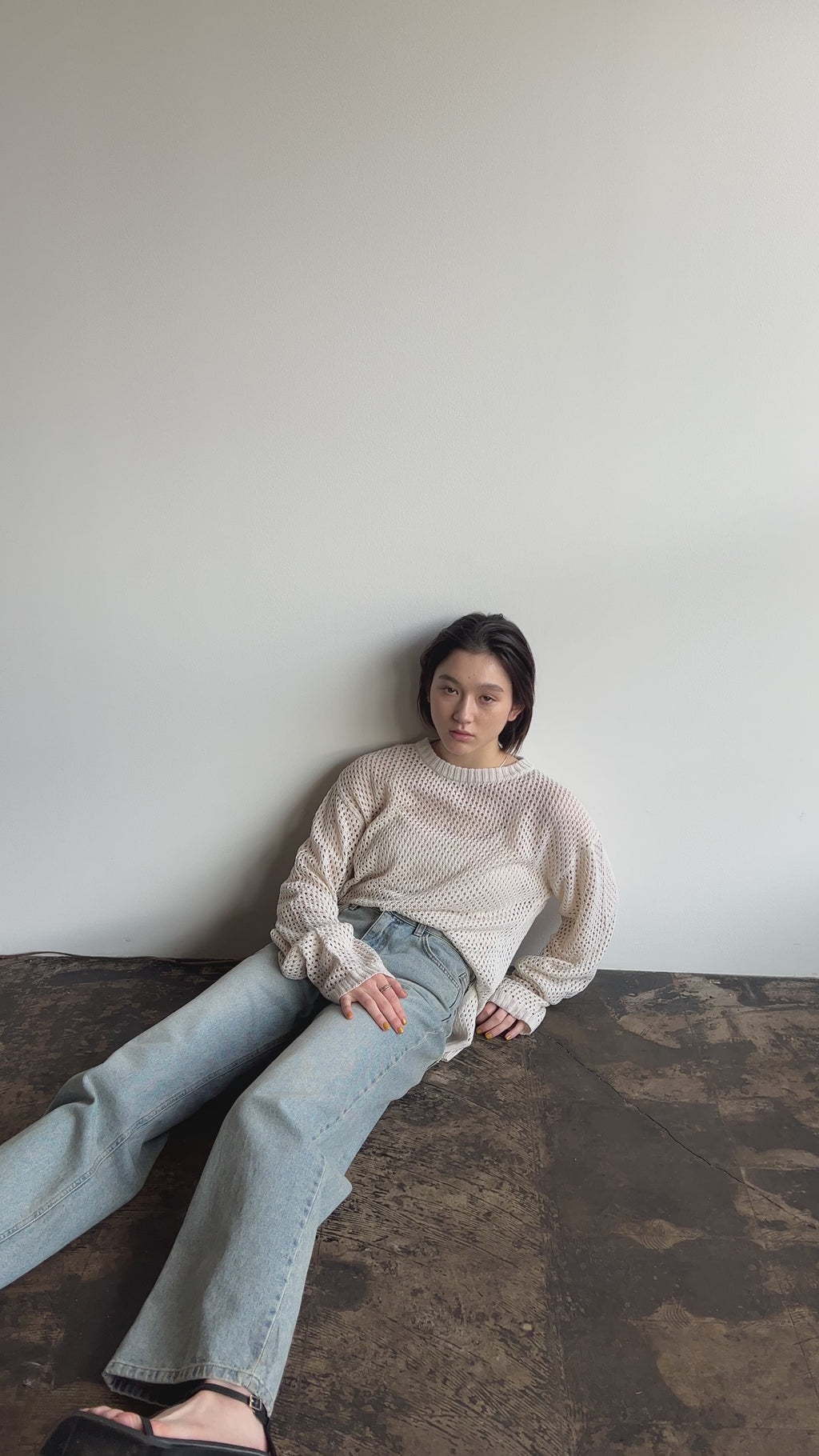 クルーネック透かし編みニットトップス – SELECT MOCA