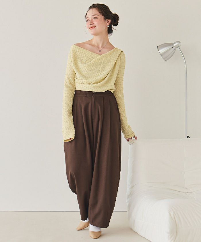 ドレープデザインロングスリーブトップス | titivate