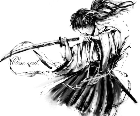 墨絵 - 躍動感ある水墨画の和風イラスト描きます かっこいいモノクロの