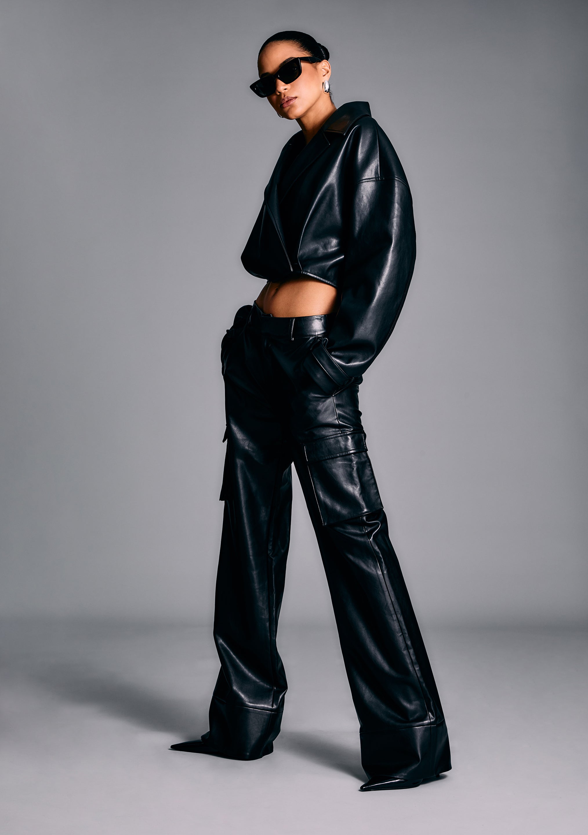 Koda Vegan Leather Cropped Trench – SEROYA