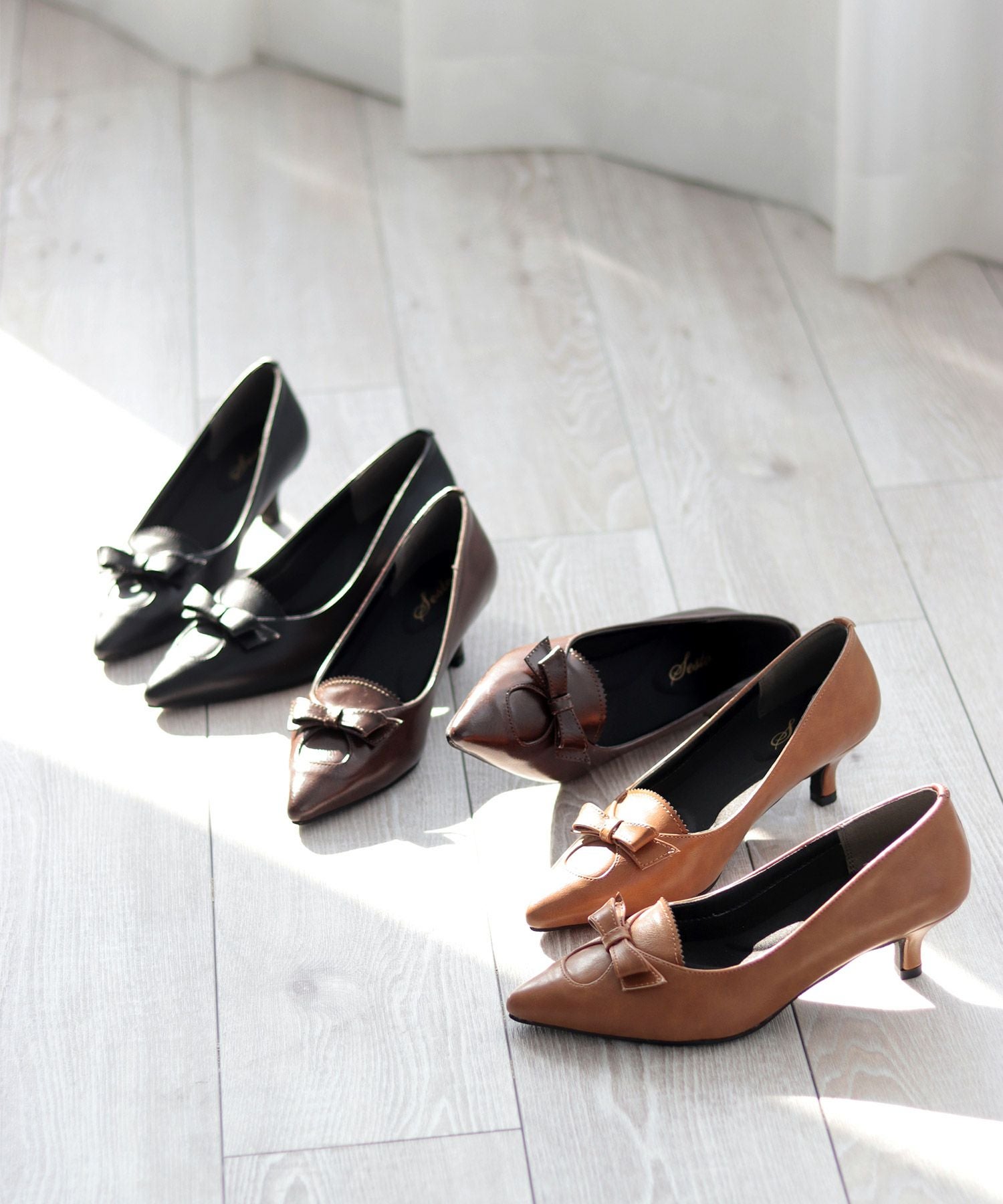 リボン付きキトゥンヒールクラシカルパンプス | SESTO(セスト