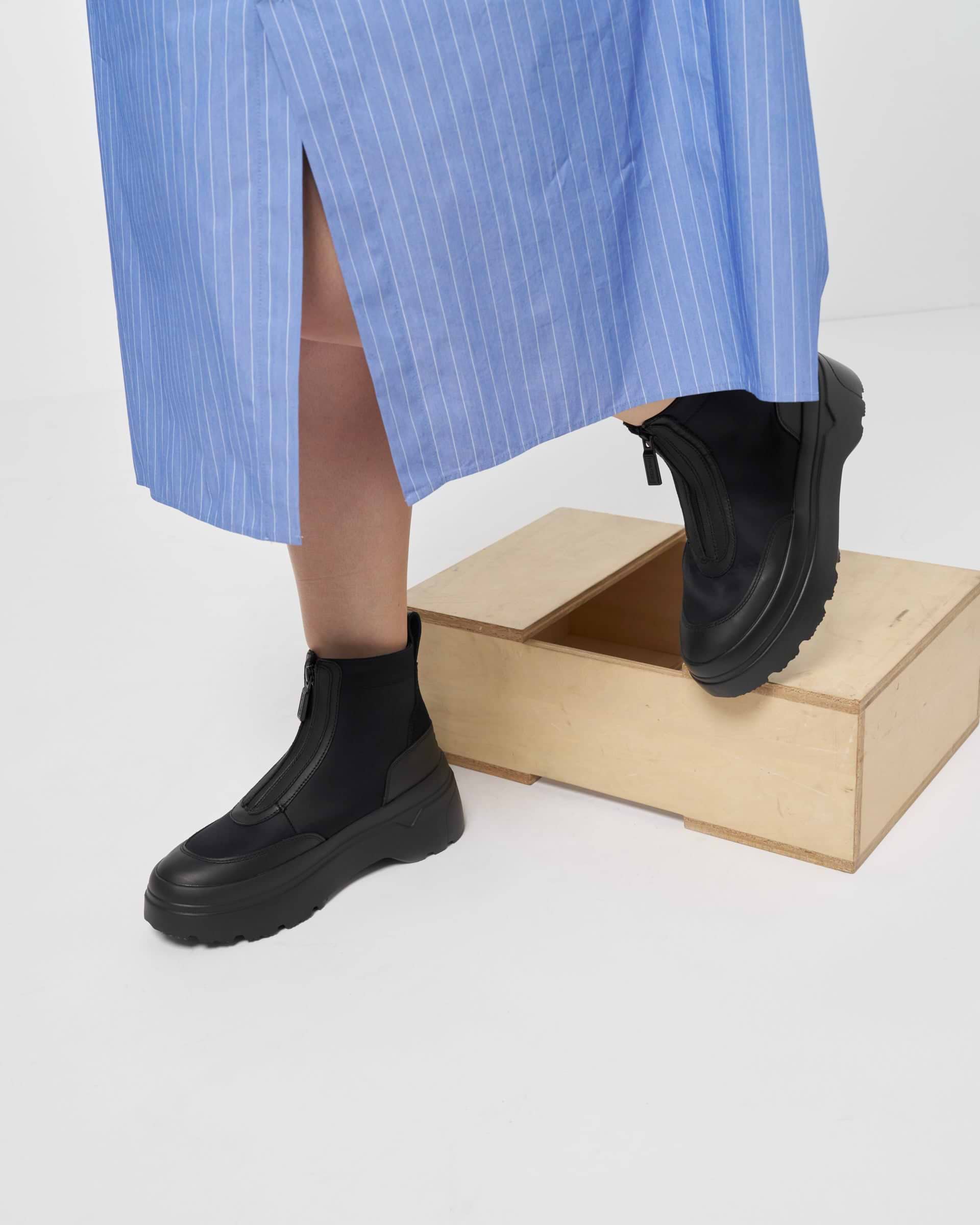 HUNTER】エクスプローラーアンクルジップフラットフォームブーツ