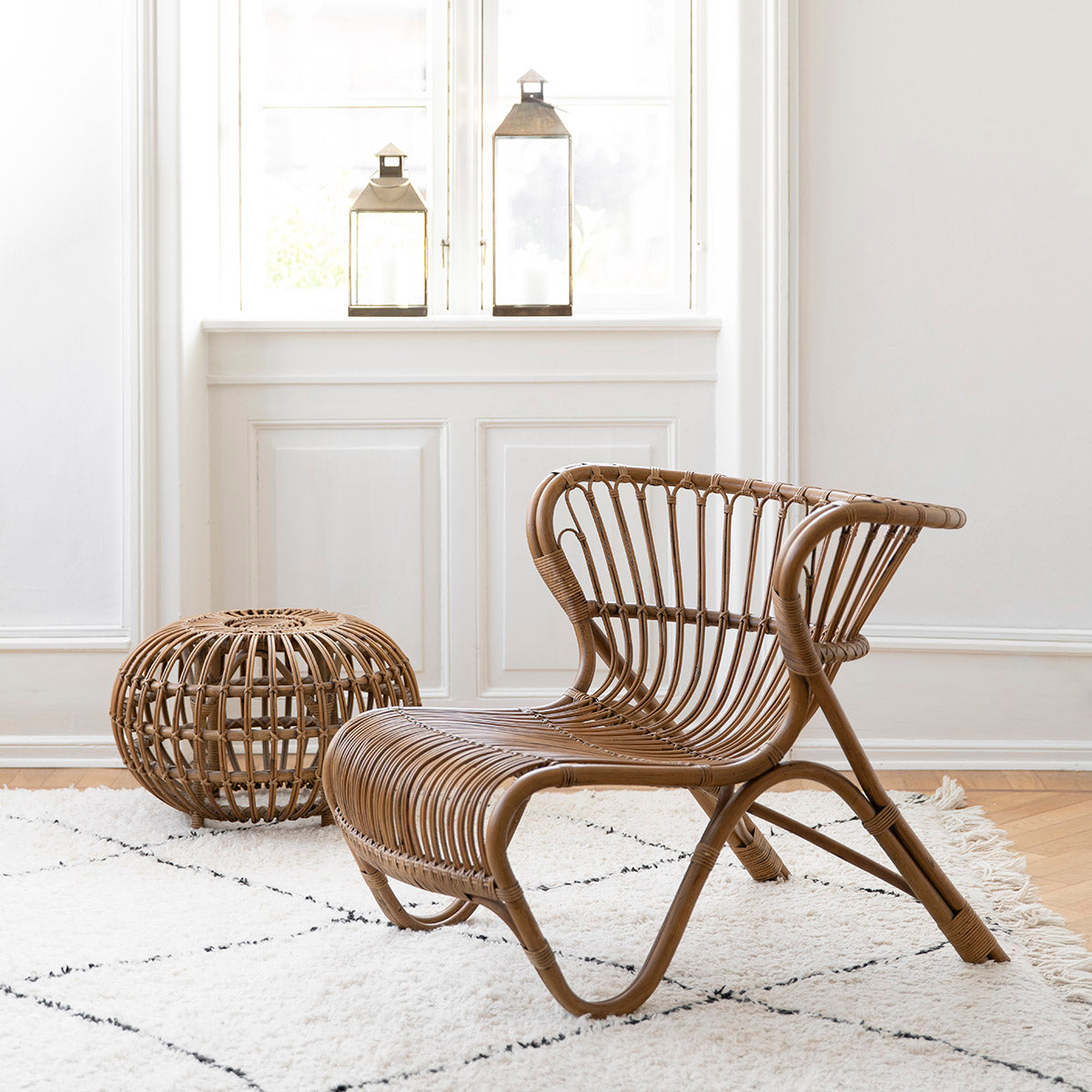 Ottoman in rattan and wicker | Franco Albini | Ottoman Small