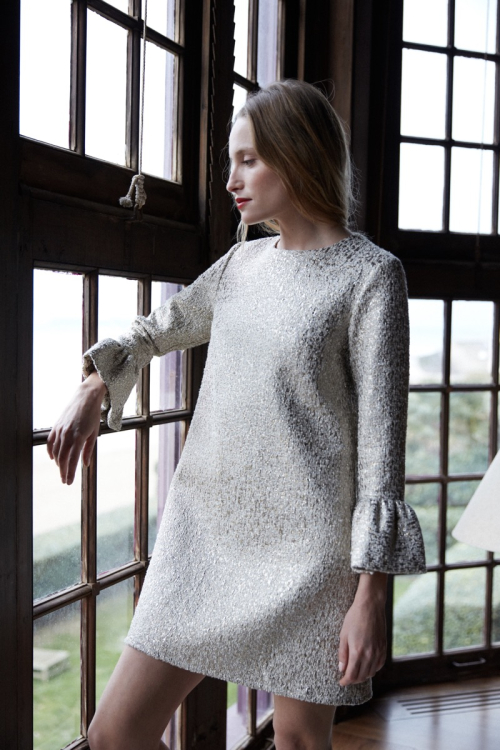 Twiggy - Tweed dress with bell sleeves made in France