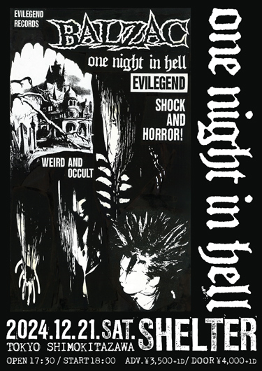 2024年の年末下北沢SHELTERワンマンライブ『ONE NIGHT IN HELL』は、12