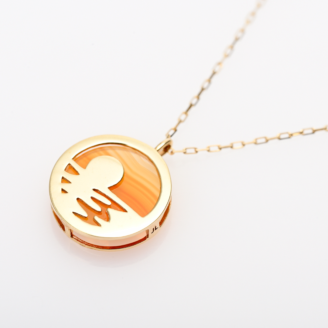 ネックレス K10/K18イエローゴールド ストライプレッドアゲート(JL