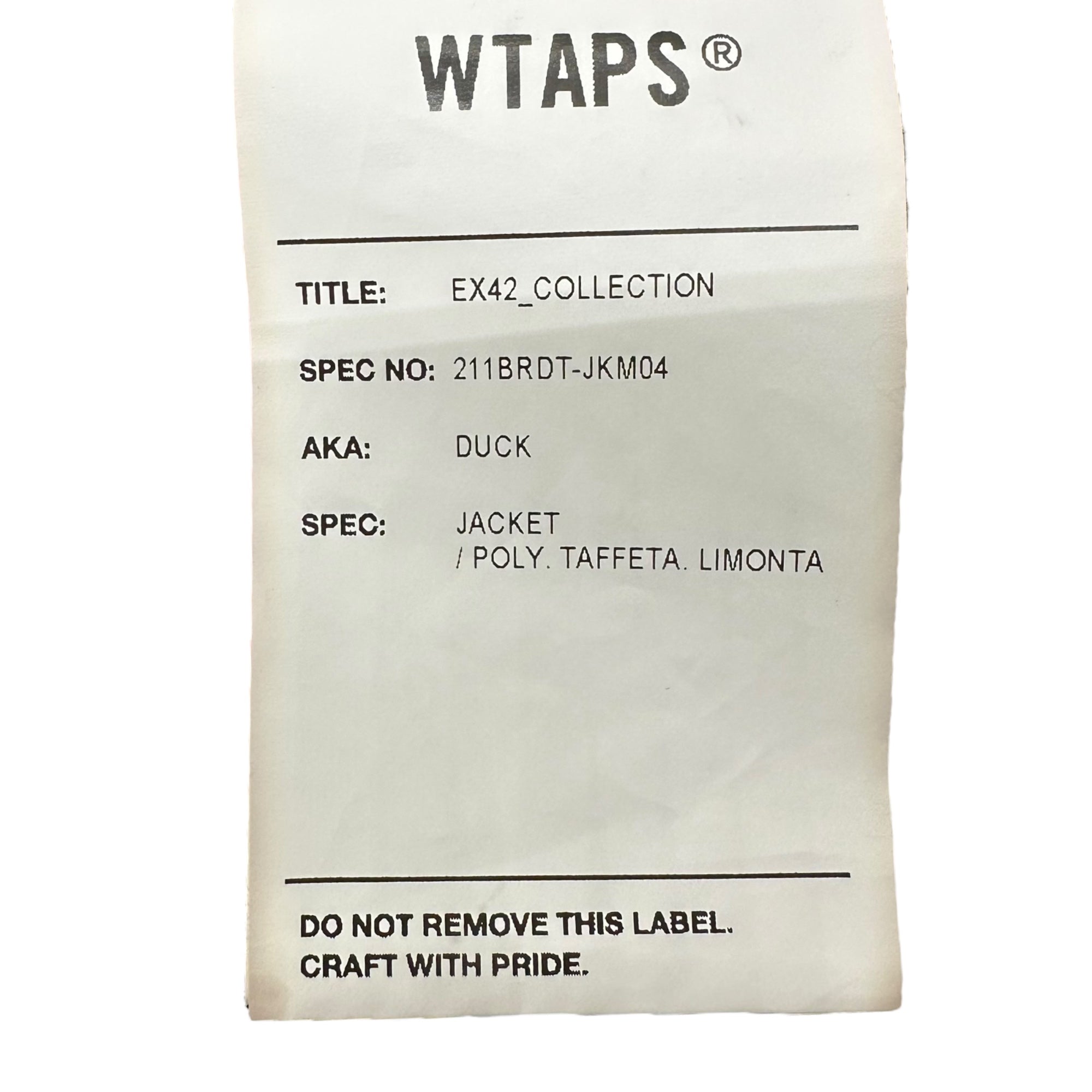 WTAPS(ダブルタップス) 21SS DUCK/JACKET/POLY.TAFFETA.LIMONTA ダック