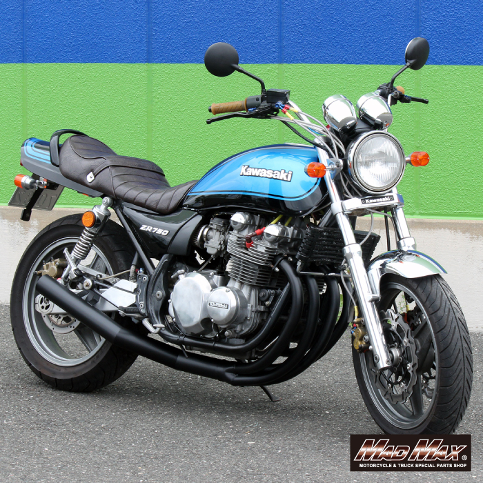 MADMAX製 手曲げ風ショート管マフラー ゼファー750/RS ブラック [株式