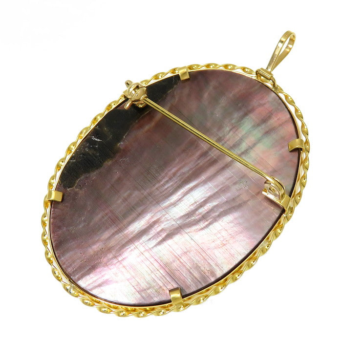 K18 カメオ ブローチ ペンダントトップ シェル 天然貝 高島屋 重量約