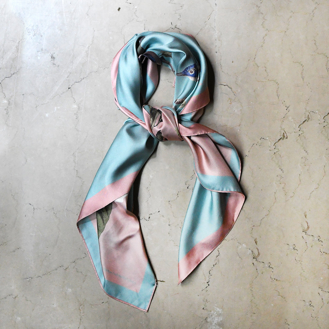 NYPL Audubon Blue Birds Double-Sided Silk Scarf | The New York