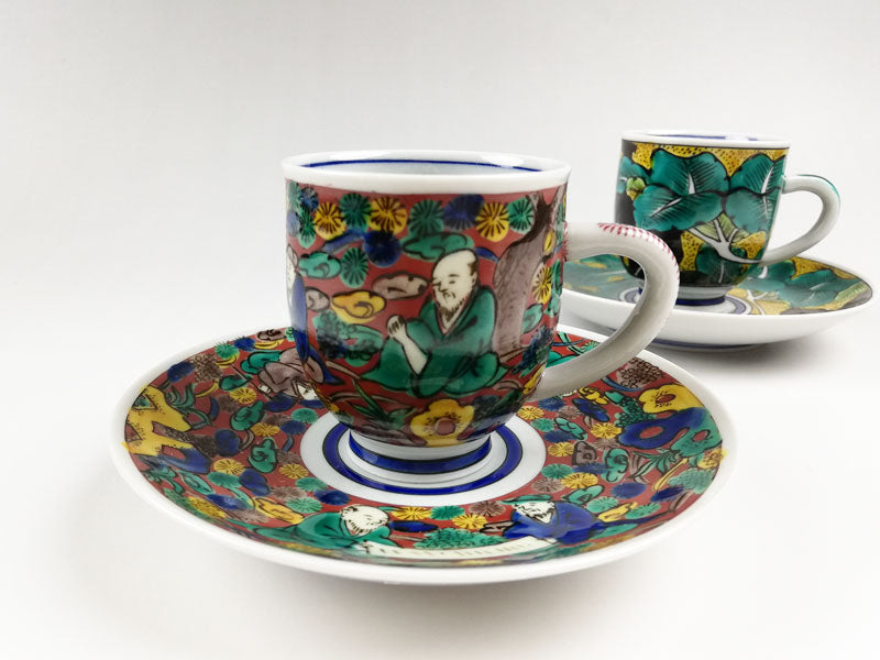 九谷焼【山上竹風作】ペアーデミタスコーヒー碗皿 – 漆陶舗あらき