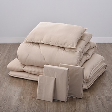 合繊布団6点セット シングルロング ベージュ 【合繊掛けふとん】 詰め