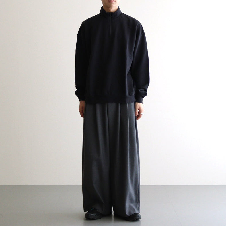 ELASTIC HIGH GAUGE SWEAT HALF ZIP P/O #INK BLACK [A24AP01NU] – ciacura