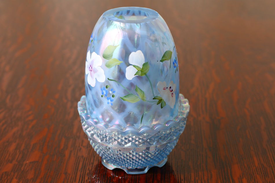 Fentonフェントン ブルー&オパールセント イリデッセンスガラス