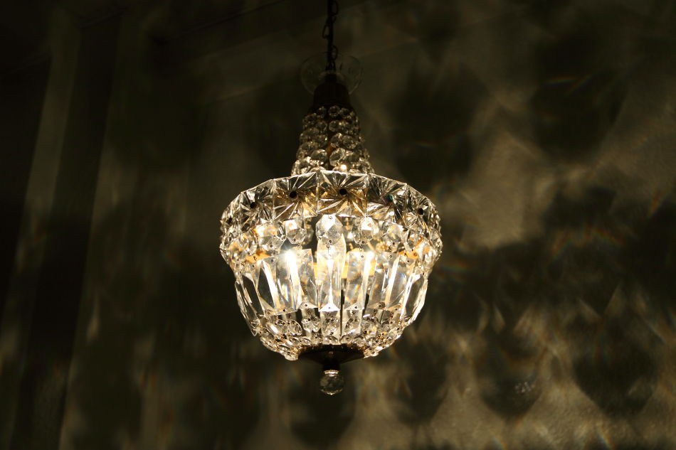 フレンチスタイル アンティークブラス&クリスタル ミニシャンデリア(1