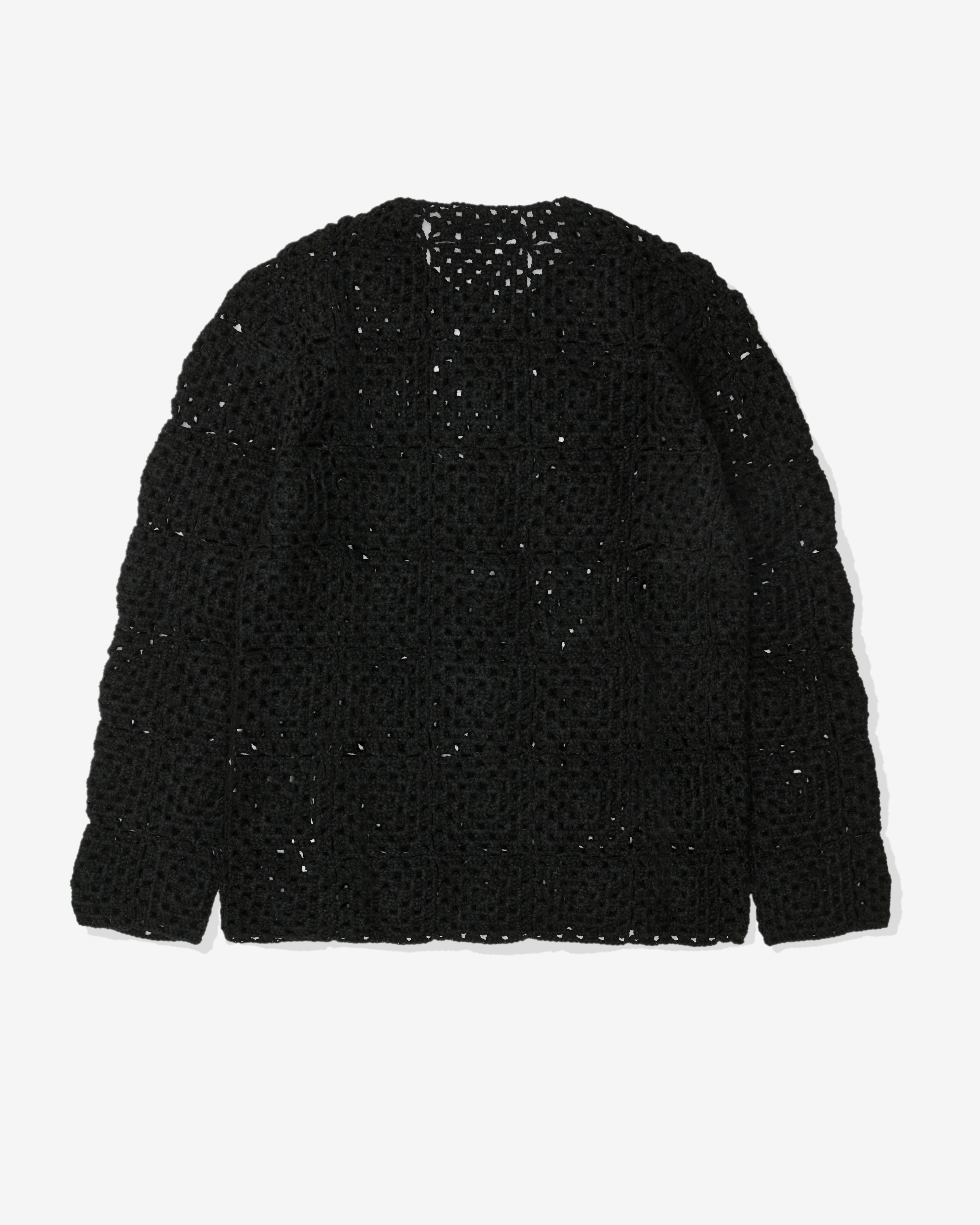 Black Comme des Garçons: Wool Crochet Sweater (Black) | DSML E-SHOP