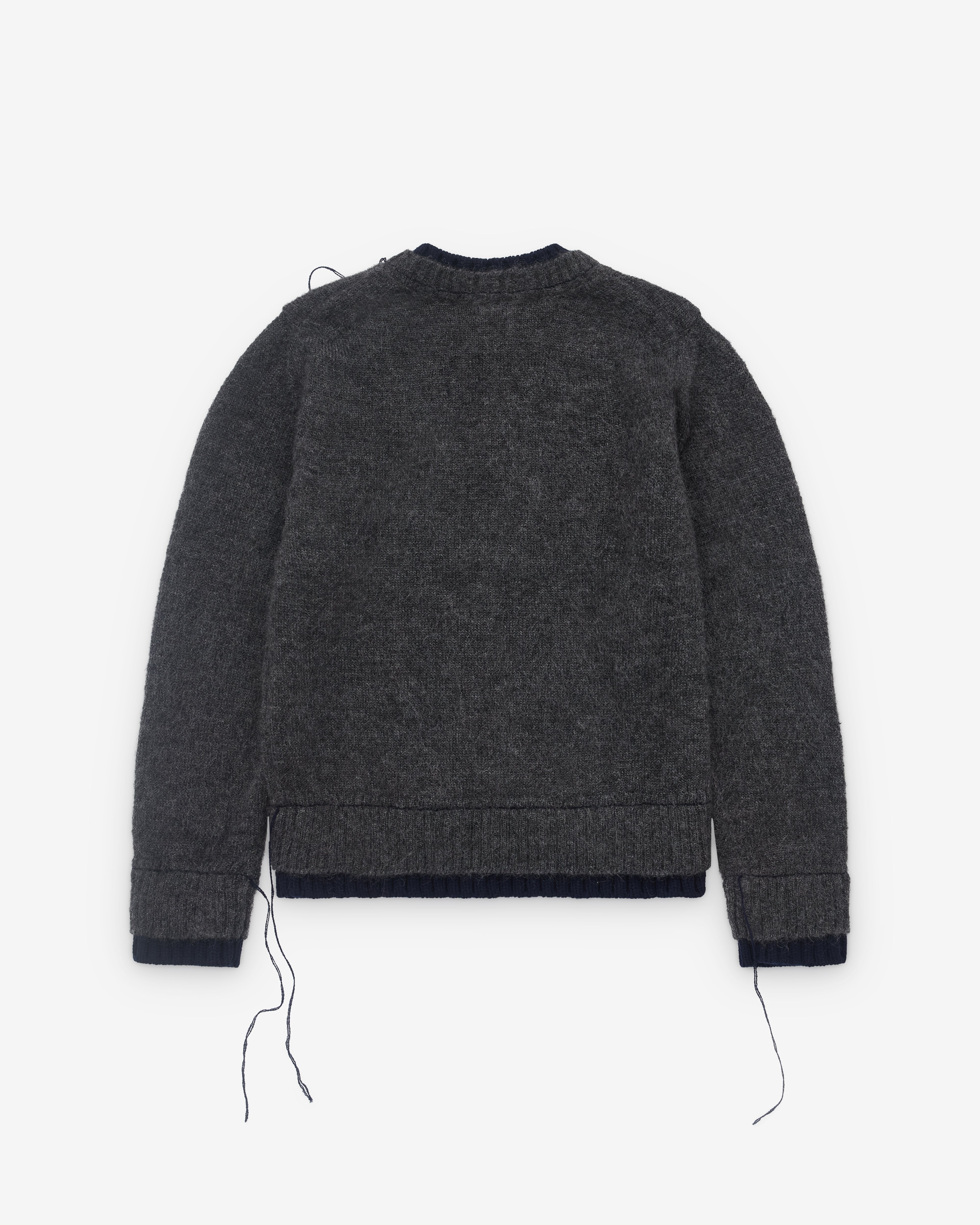 sacai: Men's Wool Knit Pullover (Grey) | DSML E-SHOP