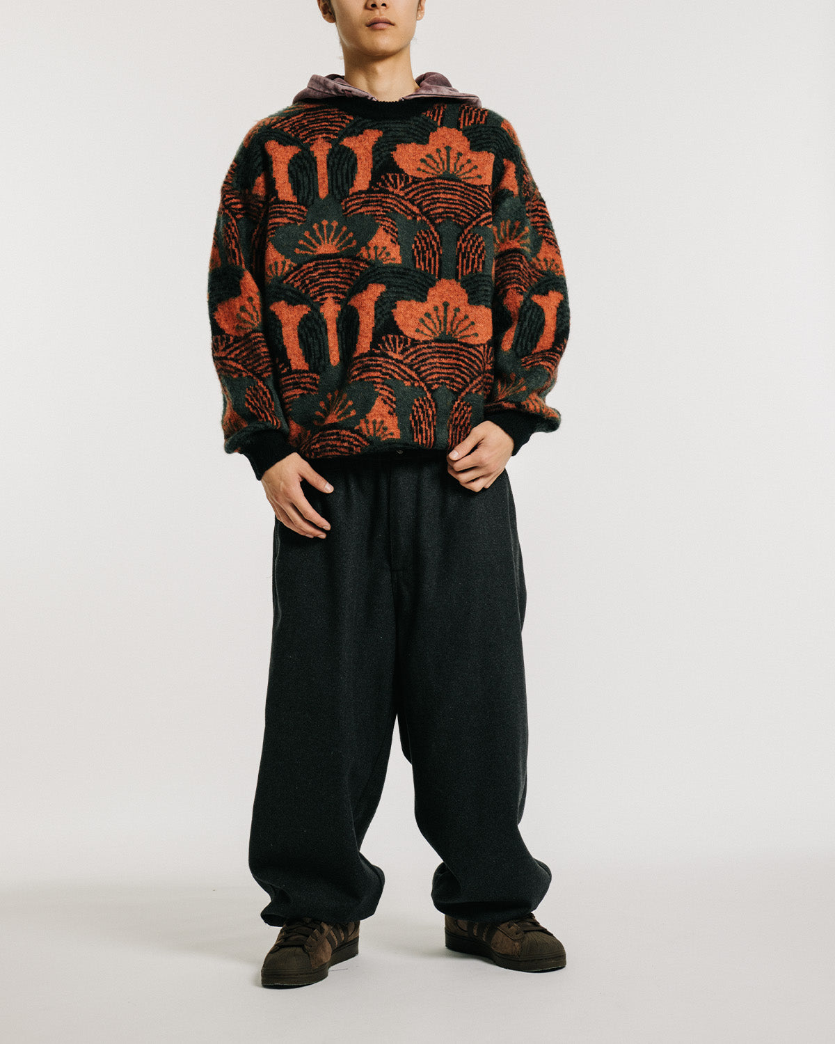 KABUTO MOHAIR CREW KNIT - ORANGE / GREEN – Evisen Skateboards ゑ