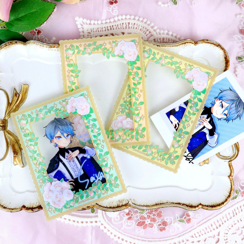 硬質カードケース カードサイズ ヴィンテージフラワーブーケ オレンジ