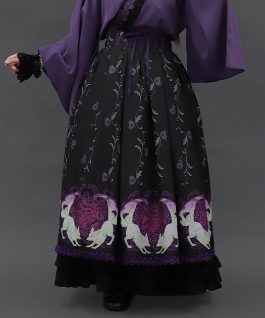 菊と狐柄スカート【期間限定価格】 | Chalmiere | axes femme onlineshop