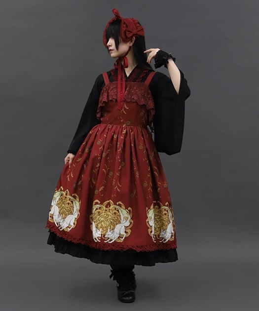 菊と狐柄ジャンパースカート | 大人衣料 | axes femme online shop