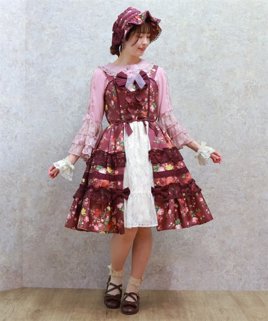 アンティークローズ柄ジャンパースカート | kawaii | axes femme