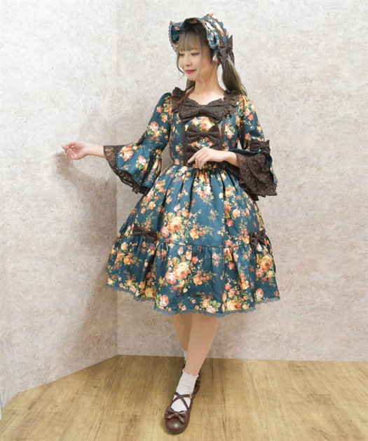 アンティークローズ柄ワンピ | axes femme online shop